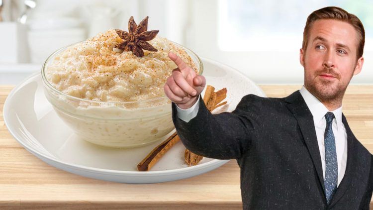 El actor Ryan Gosling come “arroz con leche”