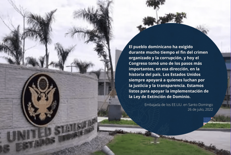 Embajada EE.UU. saluda aprobación de Ley Extinción de Dominio