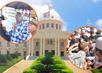 Policías pensionados y activos arman tremendo lío fuera del Palacio Nacional