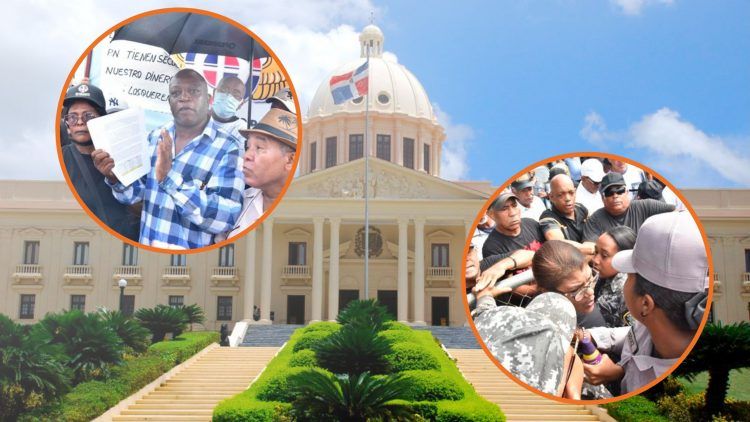 Policías pensionados y activos arman tremendo lío fuera del Palacio Nacional