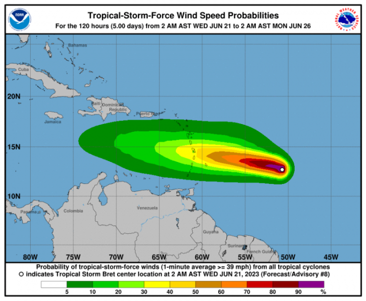 Efectos de la tormenta Bret impactarían a RD el viernes, informa Onamet