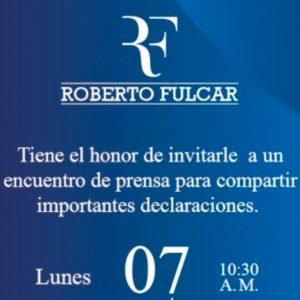 Invitación de la rueda de prensa de Roberto Fulcar