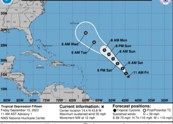 Se forma la depresión tropical número 15 en el centro del Atlántico