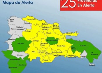COE mantiene 17 provincias en alerta amarilla y 8 en verde por lluvias