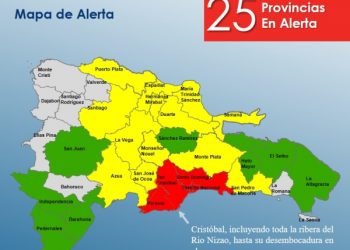 COE eleva a 25 las provincias en alerta por aguaceros