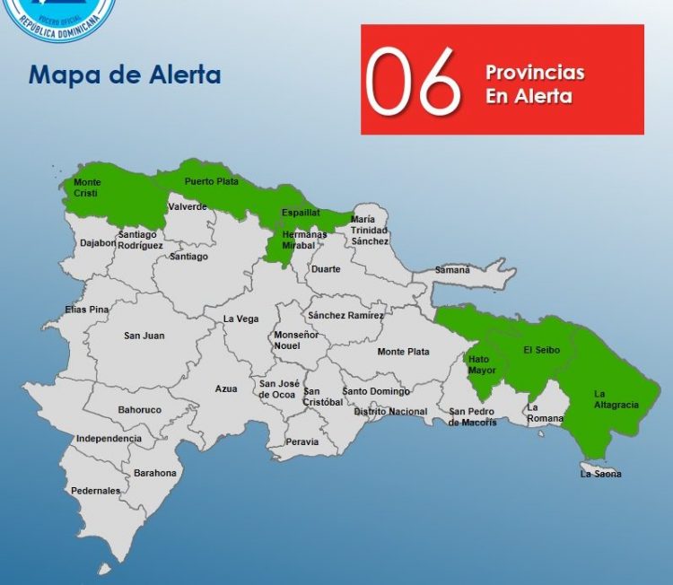 COE mantiene seis provincias en alerta por efectos de sistema frontal