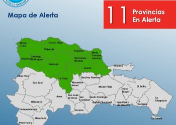 COE eleva a 11 las provincias en alerta verde por incidencia de sistema frontal