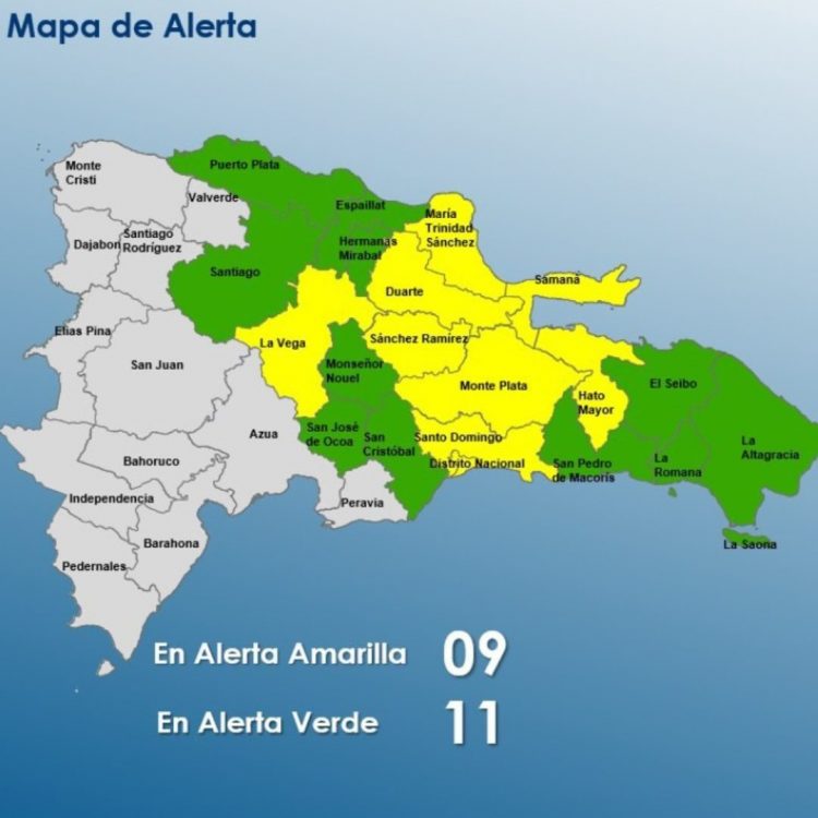 COE aumenta a 20 las provincias en alerta por vaguada