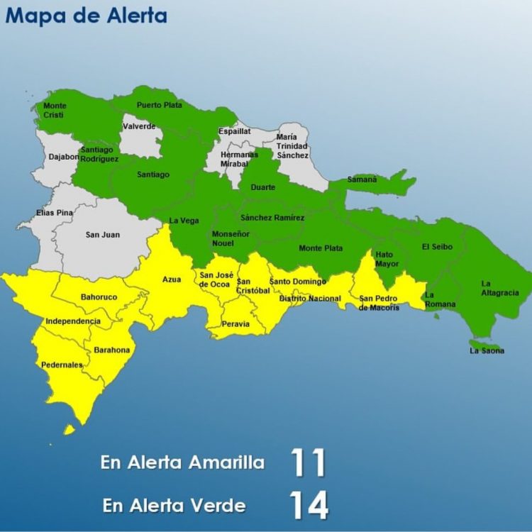 COE mantiene 25 provincias en alerta por efectos de una vaguada