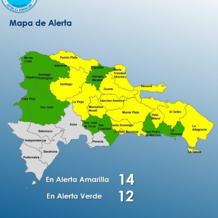 COE mantiene 26 provincias en alerta por efectos de una vaguada
