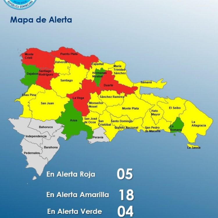 COE mantiene 27 provincias en alerta por efectos de vaguada