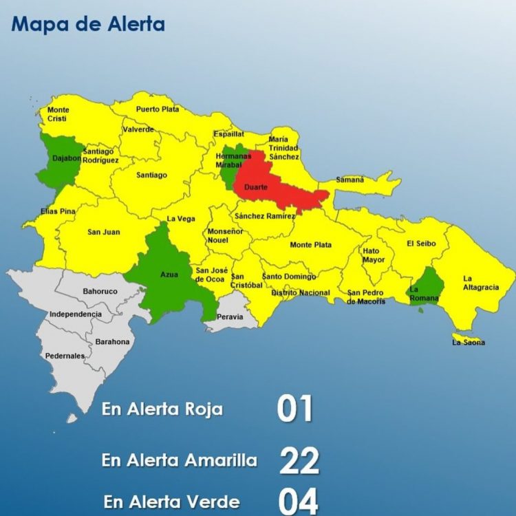 COE mantiene 27 provincias en alerta por lluvias