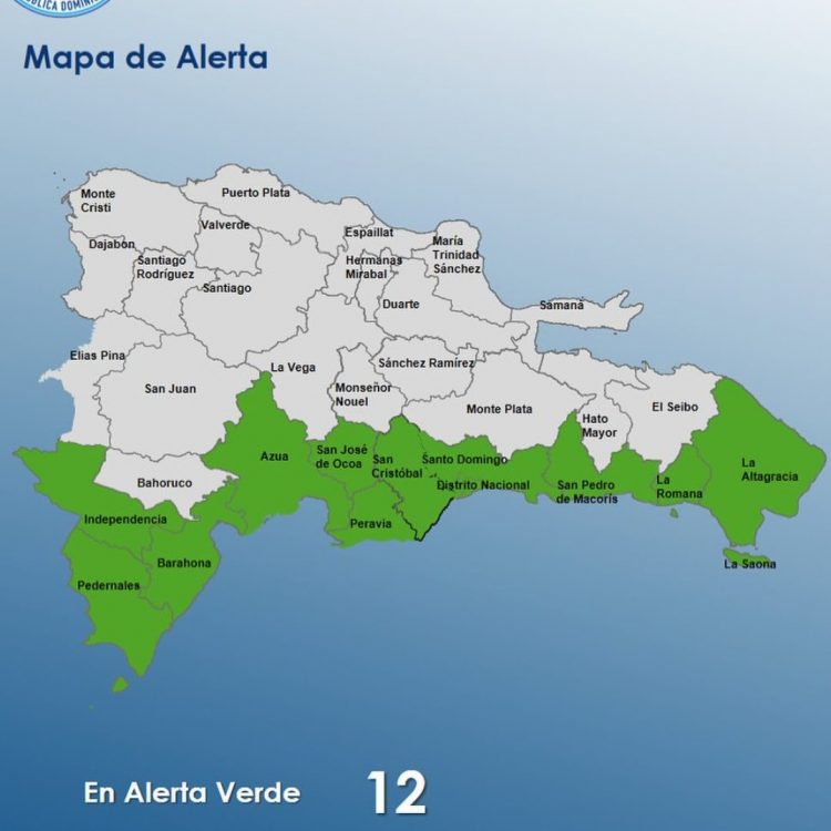 COE aumenta a 12 las provincias en alerta verde por vaguada