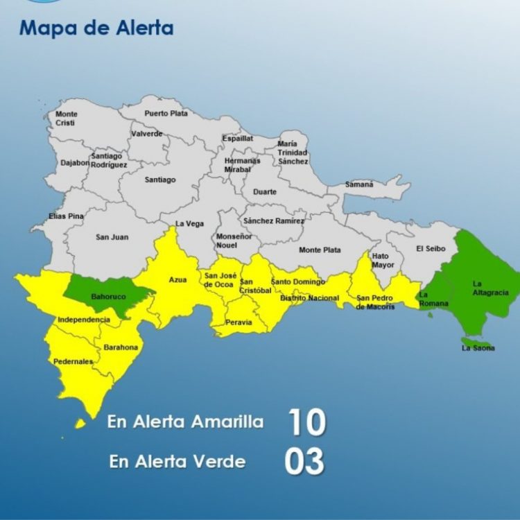 COE aumenta a diez las provincias en alerta amarilla por efectos de vaguada