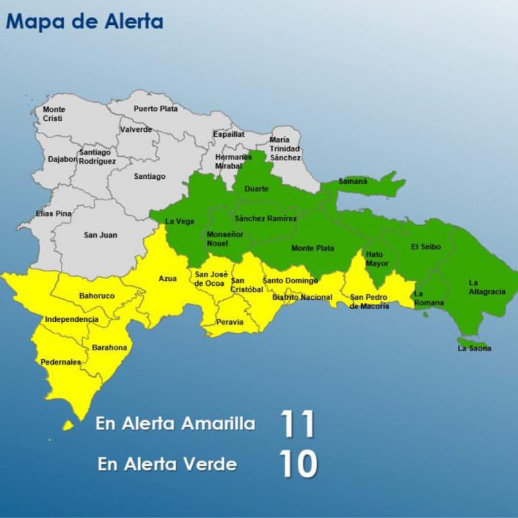 COE sube a 23 las provincias en alerta por incidencia de vaguada