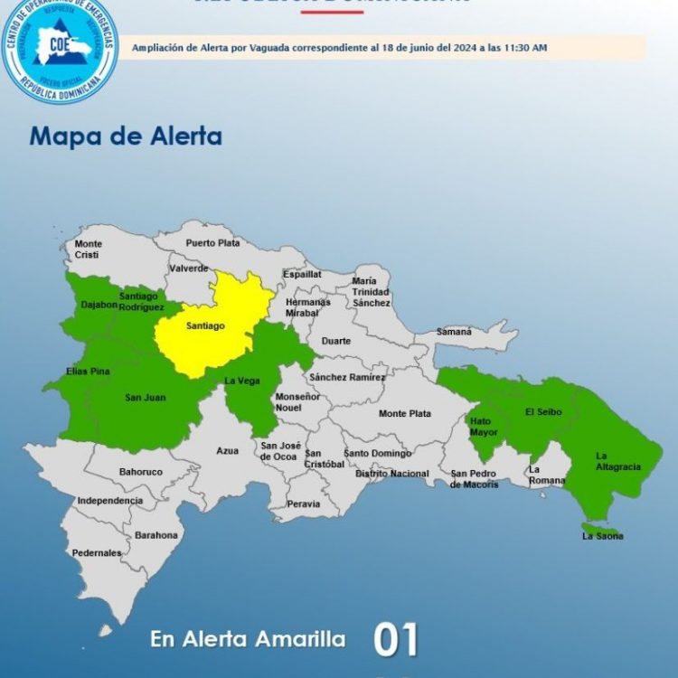 COE aumenta a 8 las provincias en alerta verde y mantiene 1 en amarilla