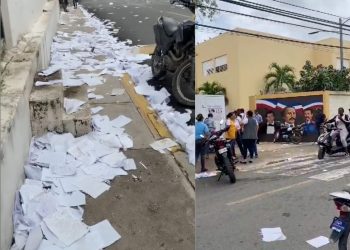 Estudiantes en Hato Mayor rompen sus cuadernos y arrojan las hojas a las calles