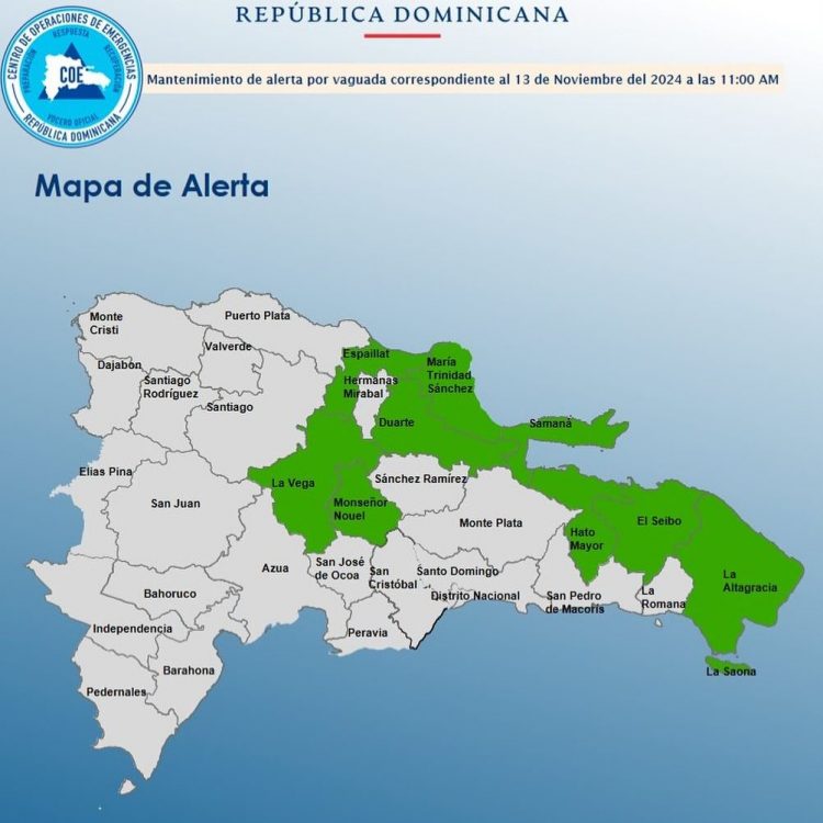 COE disminuye a nueve el número de provincias en alerta