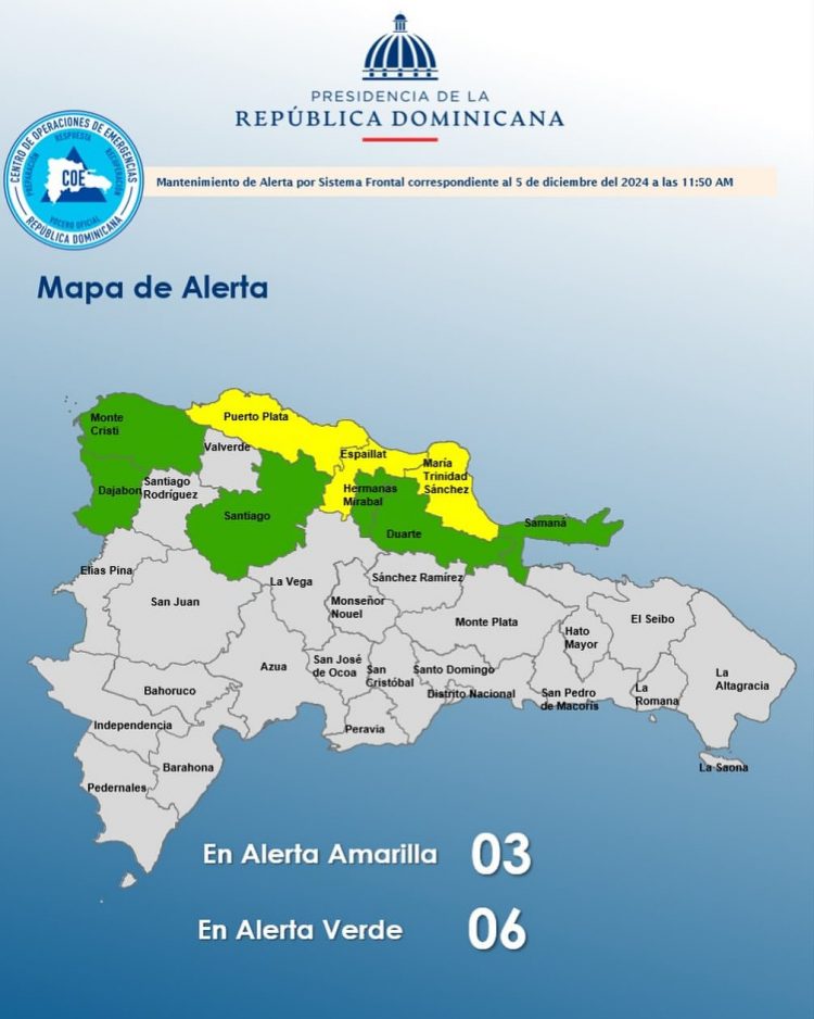 COE mantiene nueve provincias en alerta por lluvias