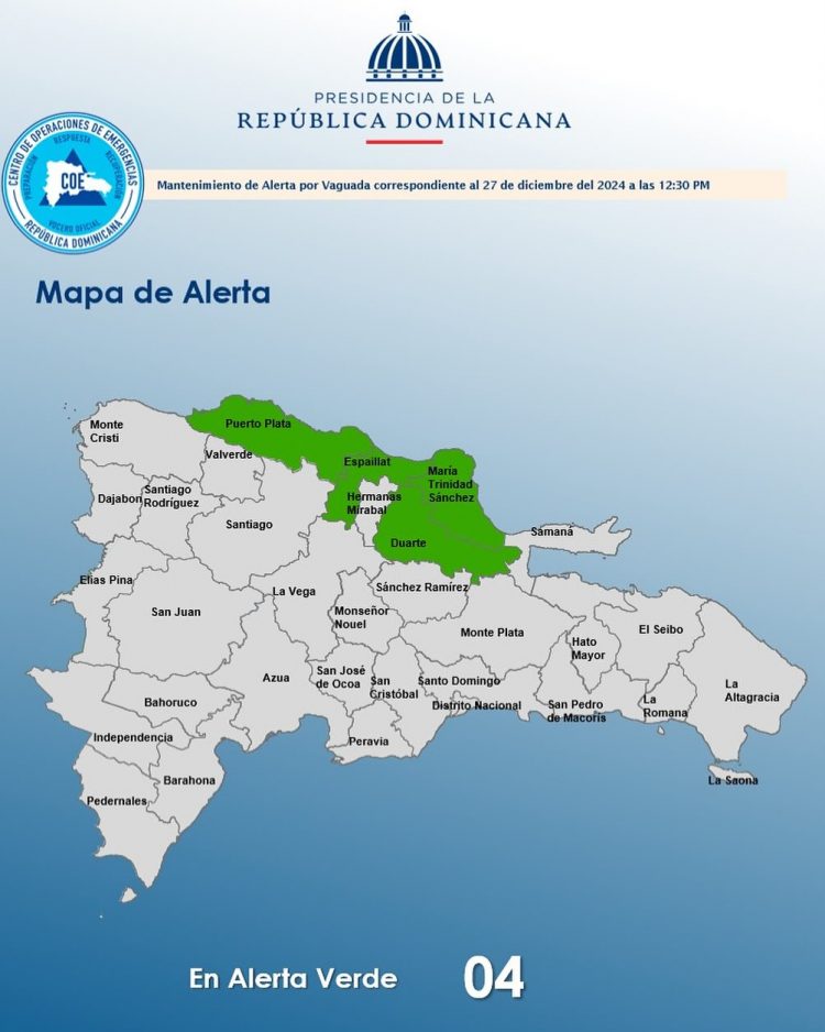 COE mantiene cuatro provincias en alerta verde por lluvias
