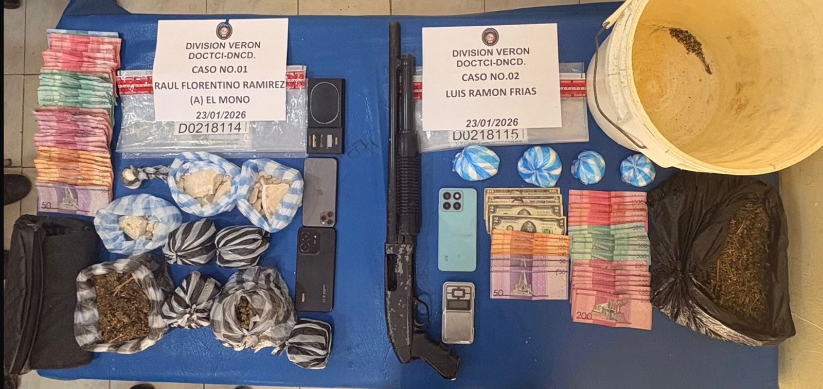 Capturan a dos hombres con más de 2,700 gramos de drogas en Verón