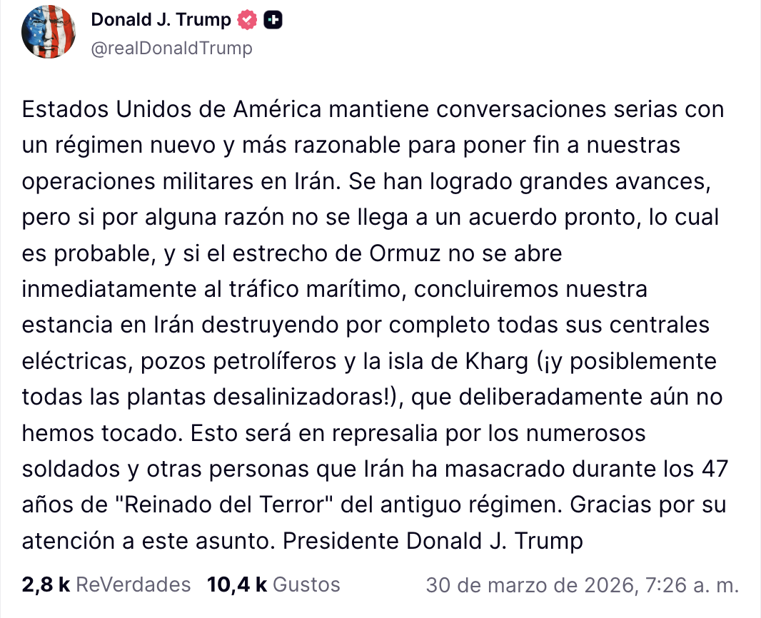 Donald Trump advierte posibles ataques a Irán si no se logra acuerdo