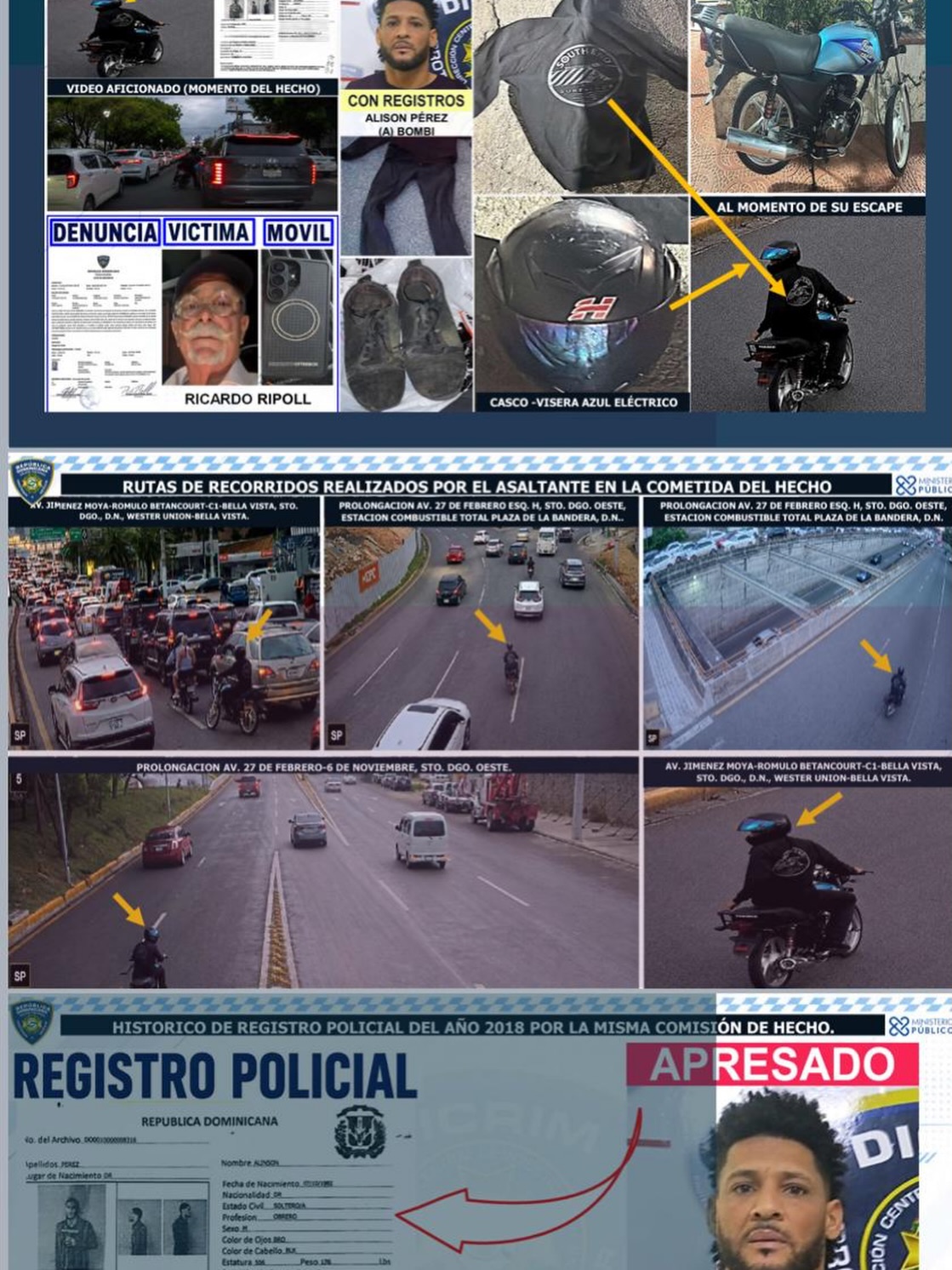 Robo de celular a Ricardo Ripoll queda esclarecido tras arresto de presunto responsable en Santo Domingo