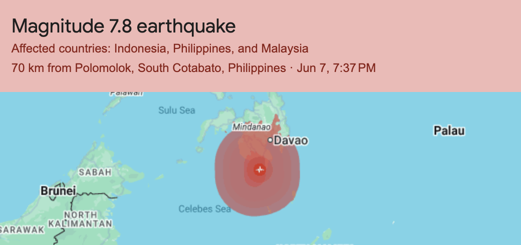 Terremoto en Filipinas deja al menos 19 muertos y 134 heridos tras potente sismo de magnitud 7.8