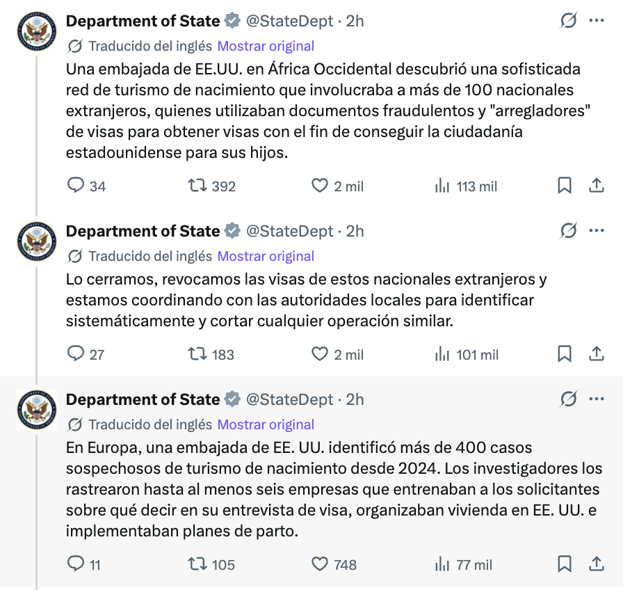 Turismo de parto bajo la mira de EE.UU. tras detección de redes de visas y documentos fraudulentos