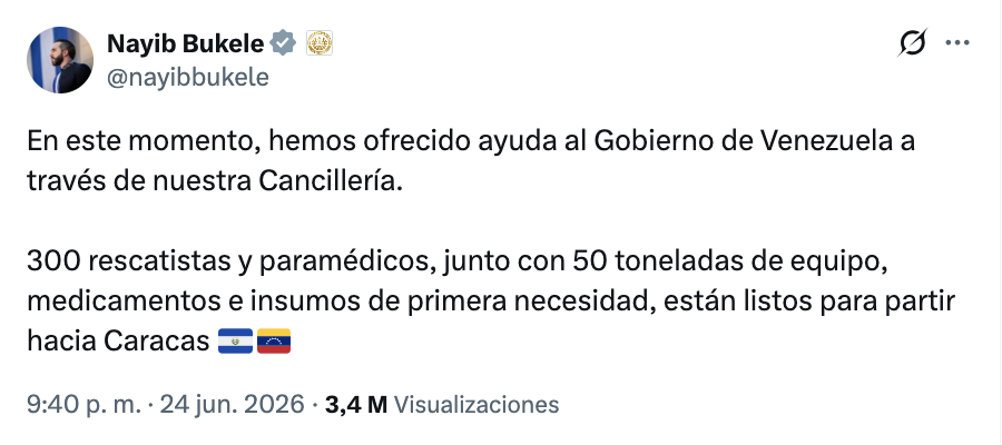 Crisis en Venezuela activa apoyo internacional; ONU y líderes mundiales coordinan ayuda tras terremotos
