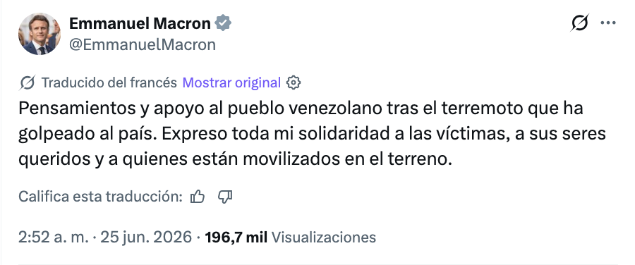 Crisis en Venezuela activa apoyo internacional; ONU y líderes mundiales coordinan ayuda tras terremotos