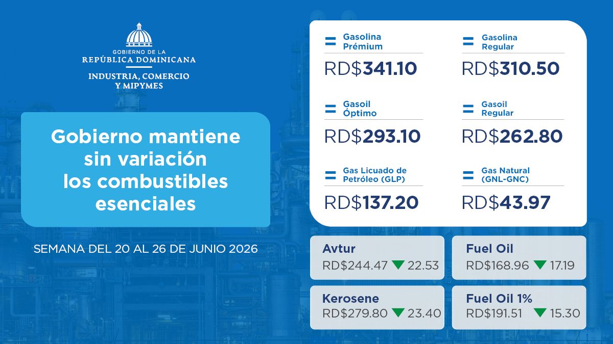 Combustibles esenciales son mantenidos sin variación por el Gobierno con subsidio de RD$399.4 millones