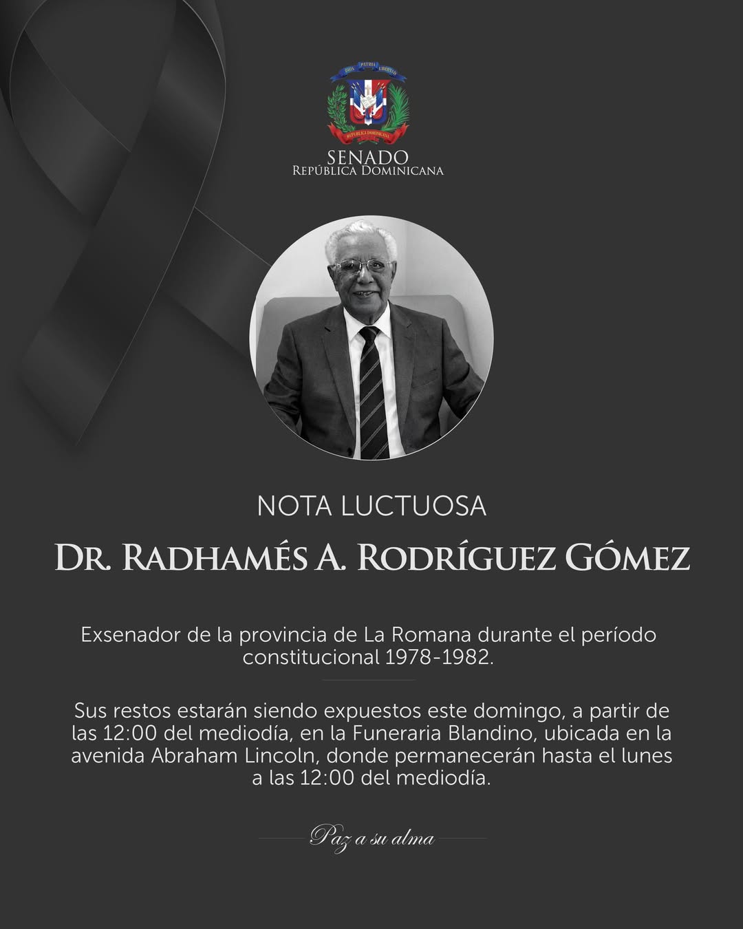 Fallece exsenador Radhamés Rodríguez Gómez a los 100 años tras una amplia trayectoria judicial y política