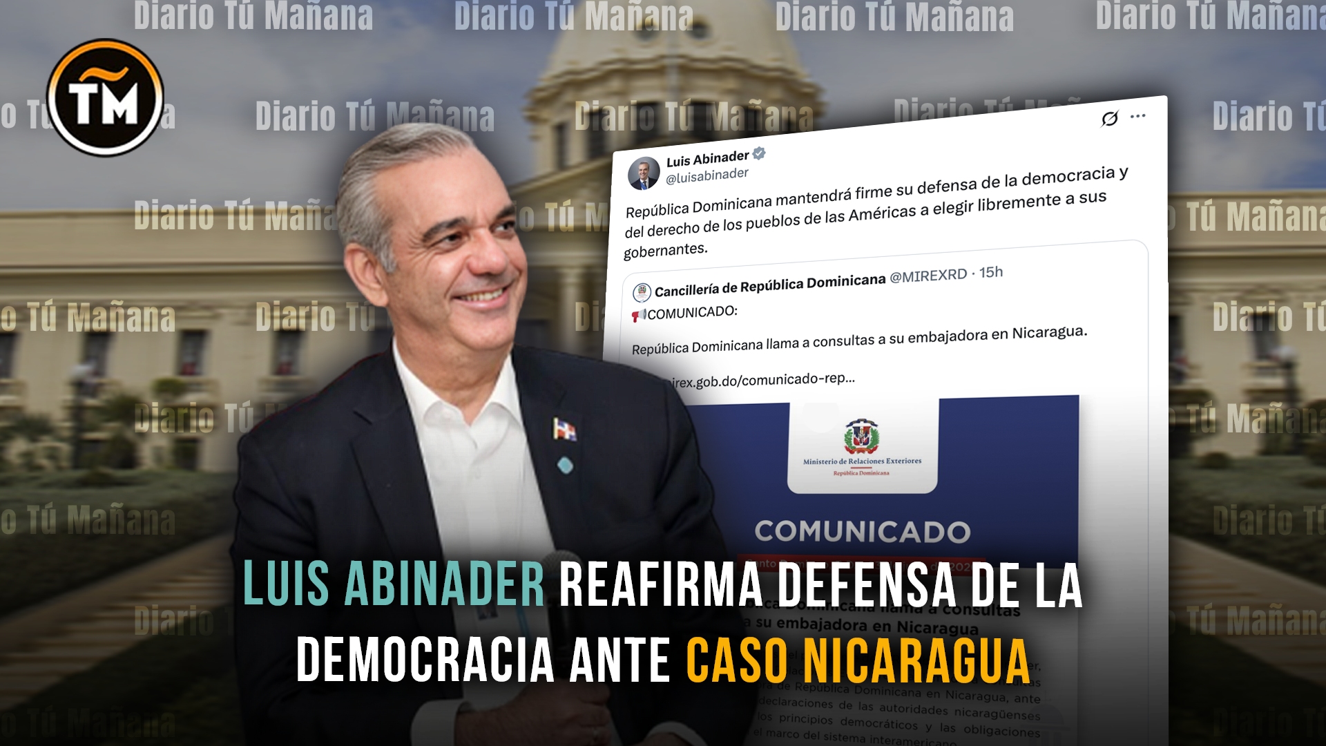 Defensa de la democracia reafirma Abinader tras declaraciones de Ortega sobre elecciones en Nicaragua
