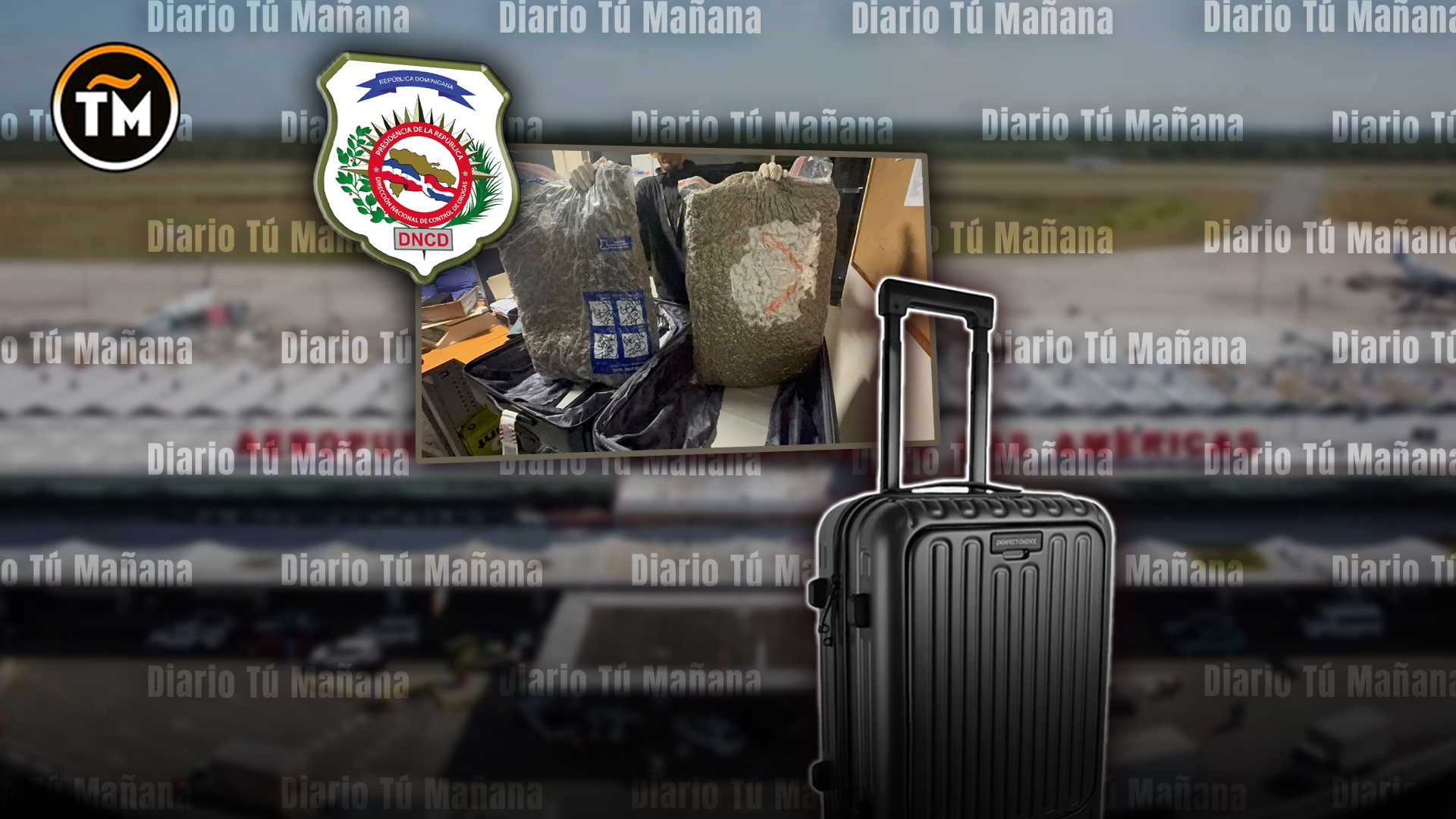 Marihuana incautada alcanza 28 libras tras decomiso de una maleta abandonada en el Aeropuerto Las Américas