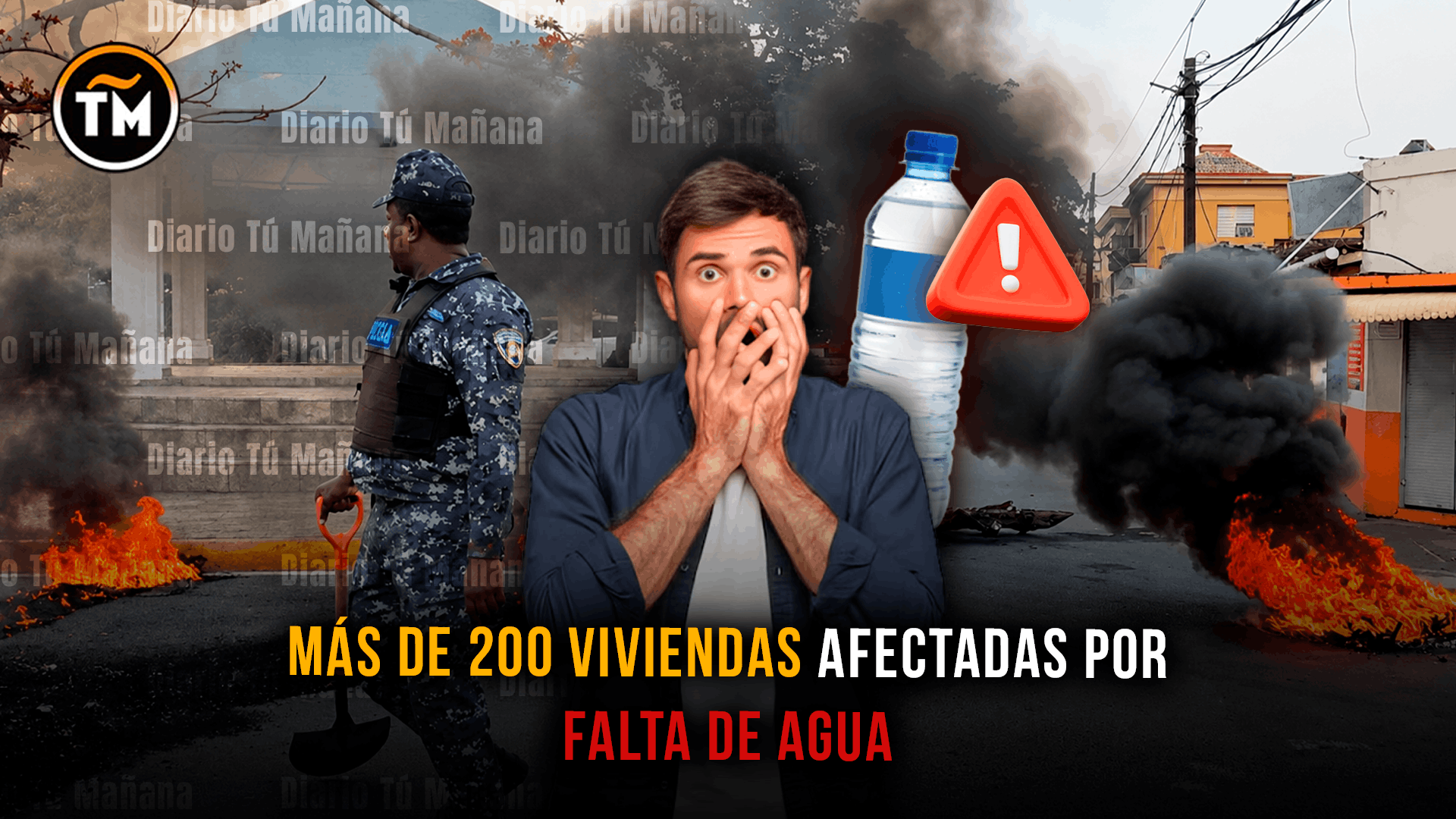 Falta de agua provoca protesta con quema de neumáticos y bloqueos en sector Las Flores de SFM
